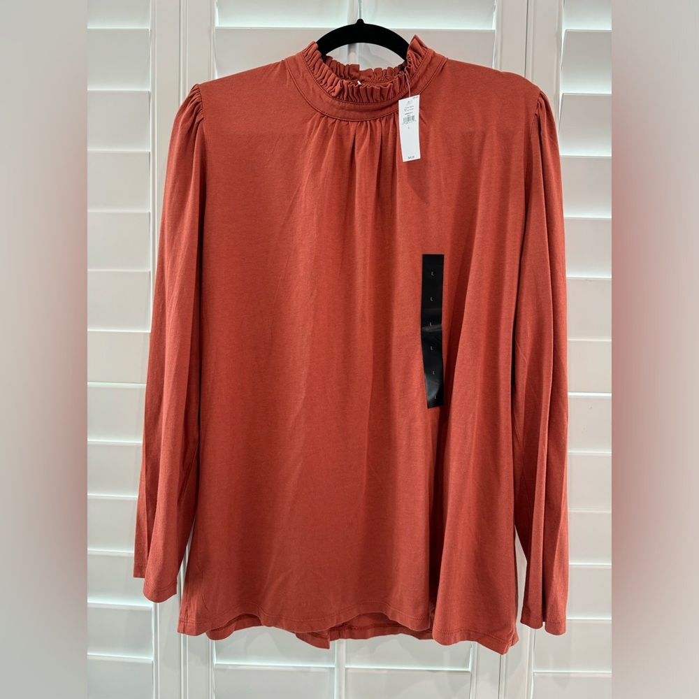 NWT Banana Republic Ruffle Neck Blouse SZ L